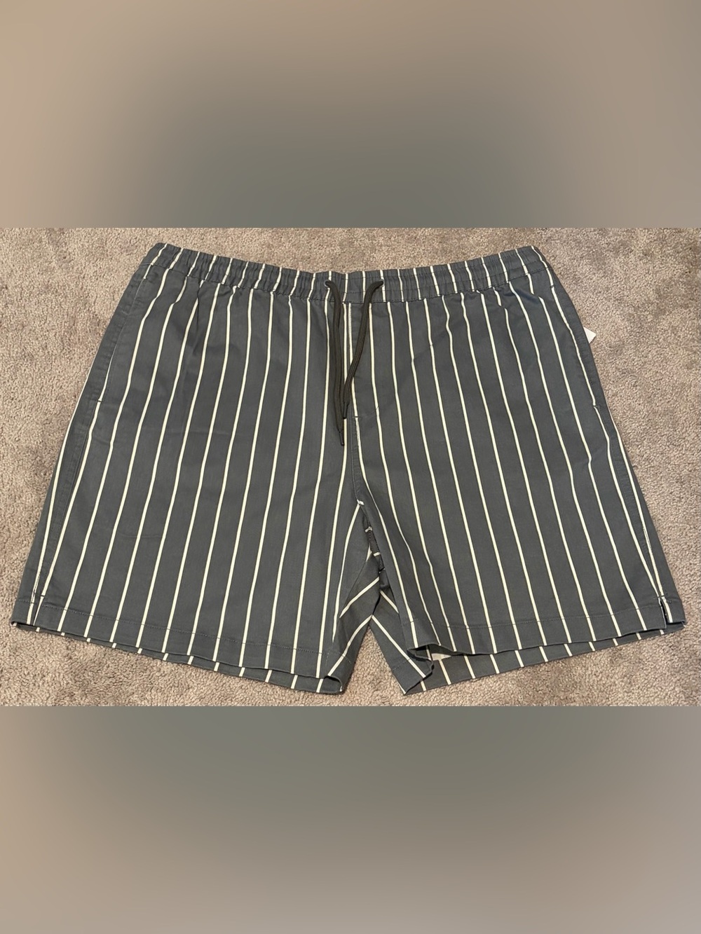 NWT Forever 21 Men’s Gray White Striped Drawstring Shorts Size 2XL (40x7)